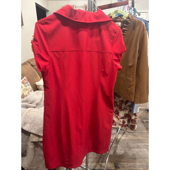 Zenergy by Chico’s Red Utility Pocket Snap Dress Size 1 M Travel minimalist gift - Picture 5 of 6
